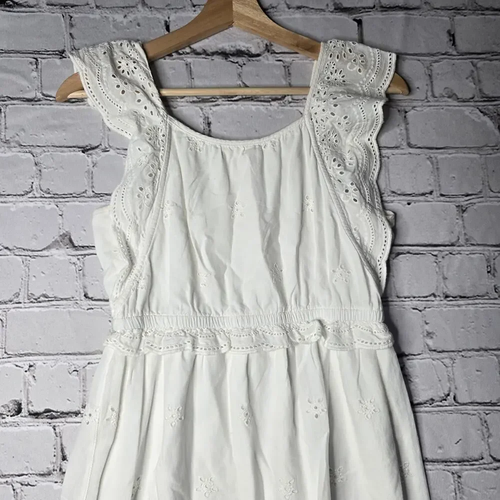 Justice 100% Cotton Eyelet Ruffle‎ Accent Maxi Dress Size 14